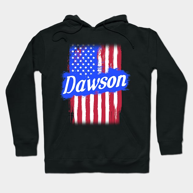 American Flag Dawson Family Gift T-shirt For Men Women, Surname Last Name Hoodie by darius2019